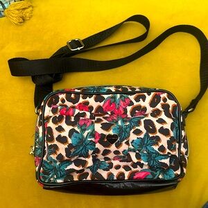 Leopard and Roses print Betsey Johnson cross body bag